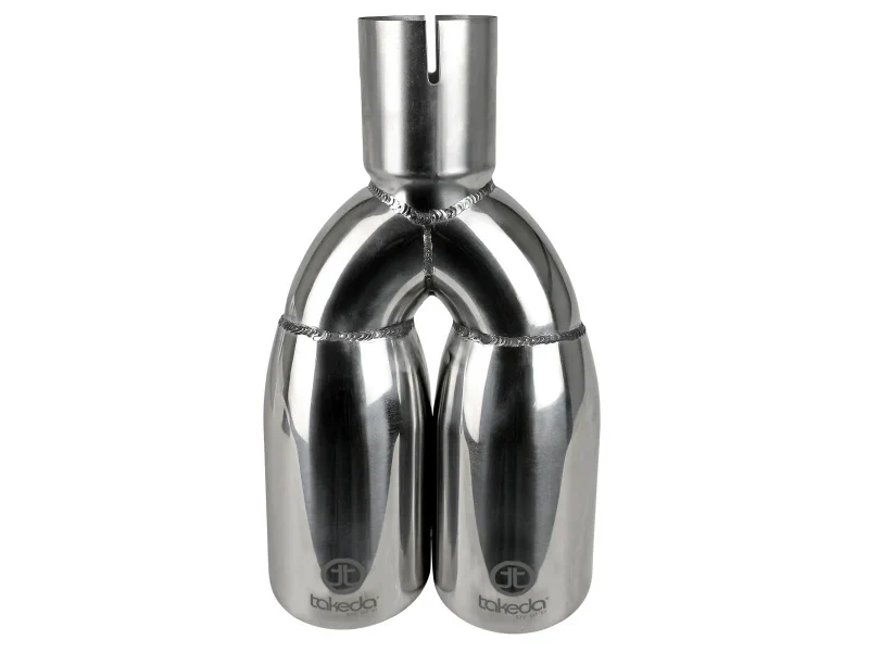 aFe Takeda 304 Stainless Steel Clamp-on Exhaust Tip Polished 2-1/2ininlet x 3-1/2in Outlet X 12in L - Image 3