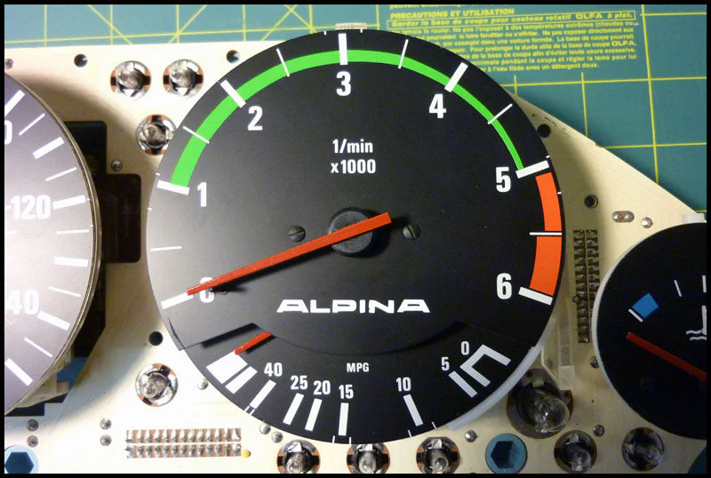 Garagistic - E30 Alpina Style Tach Strip (Green or Red stripes) - Image 3