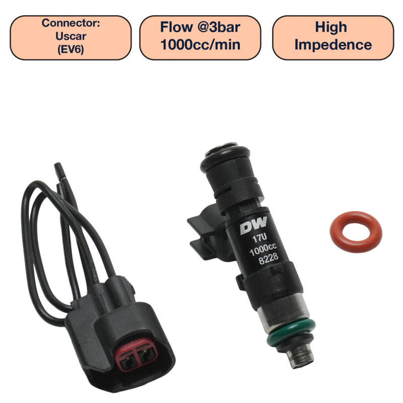 DeatschWerks Universal 1000cc Single Fuel Injector / 48mm Length / 14mm O-Ring Seals