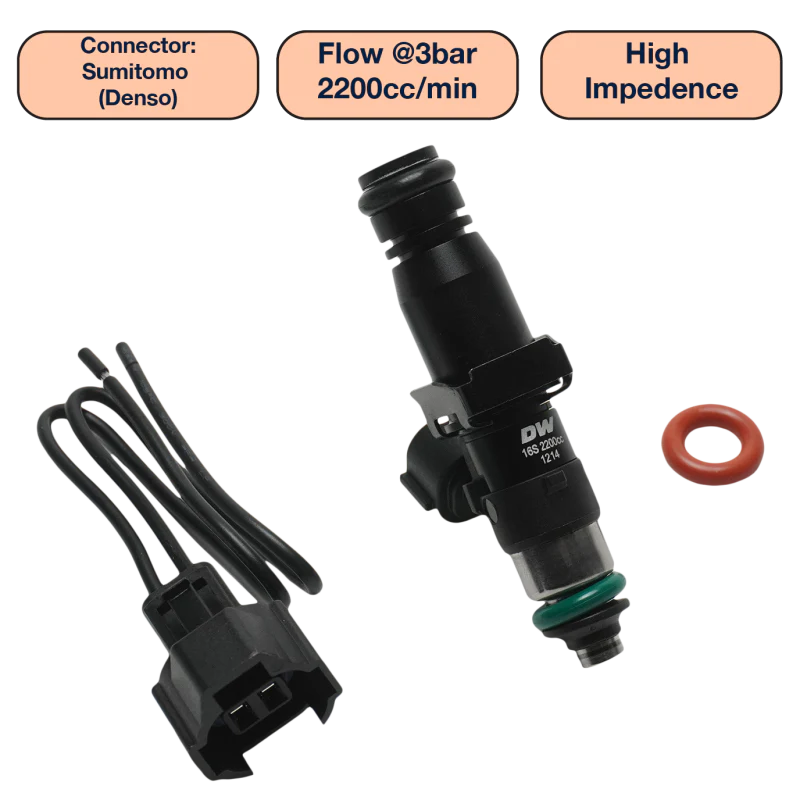 DeatschWerks Universal 2200cc Single Fuel Injector / 60mm Length / 14mm O-Ring Seals
