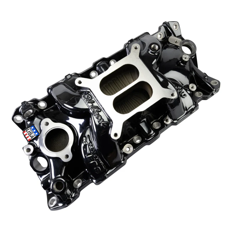 Edelbrock Chevy SB Performer EPS Manifold w/ Oil Fill Tube - Black Plasma - Image 3