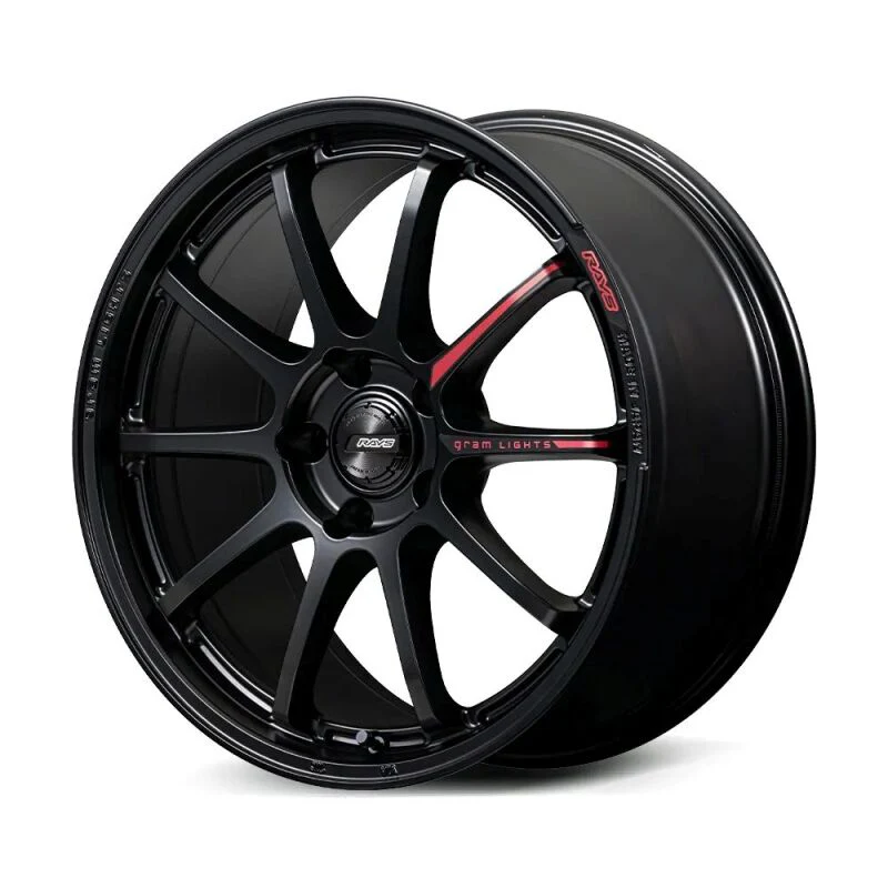 Gram Lights 57NR LIMITED II 18x7.5 +38 5-114.3 Semigloss Black Wheel w/ Black Cap/Stickers/Air Valve - Image 4