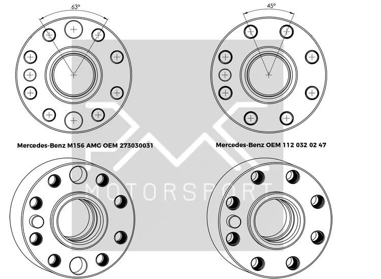 PMC Motorsport - Adapter Kit Mercedes-Benz M113 - BMW M57N2 GS6-53DZ HGU HGK / N54 GS6-53BZ -184mm / 7.25" (P) - Image 3