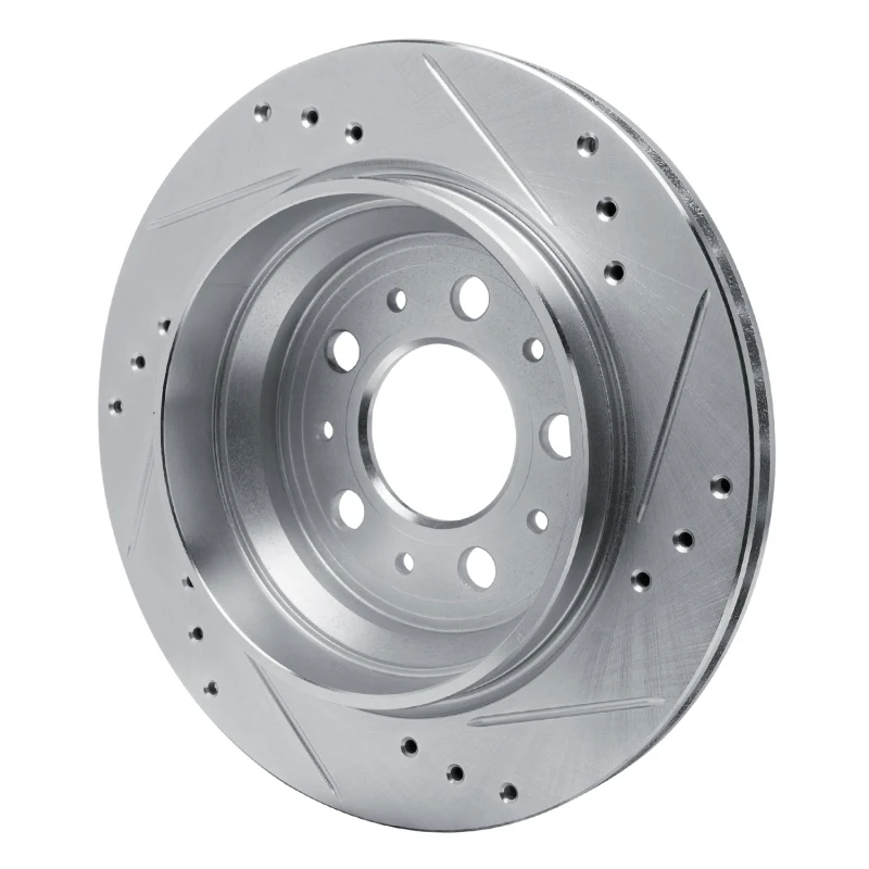 R1 00-00 Volvo V70 Rear Left Drilled & Slotted Silver Brake Rotor - Image 2