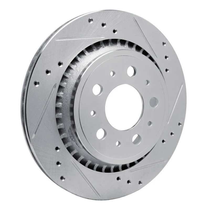 R1 00-00 Volvo V70 Rear Right Drilled & Slotted Silver Brake Rotor - Image 2