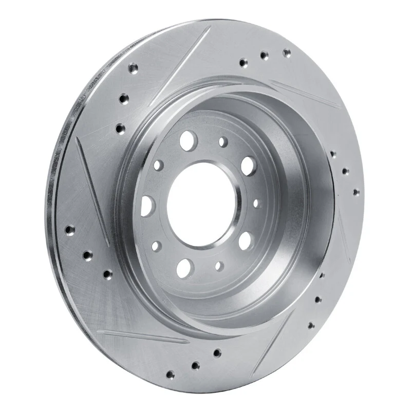 R1 00-00 Volvo V70 Rear Right Drilled & Slotted Silver Brake Rotor - Image 4