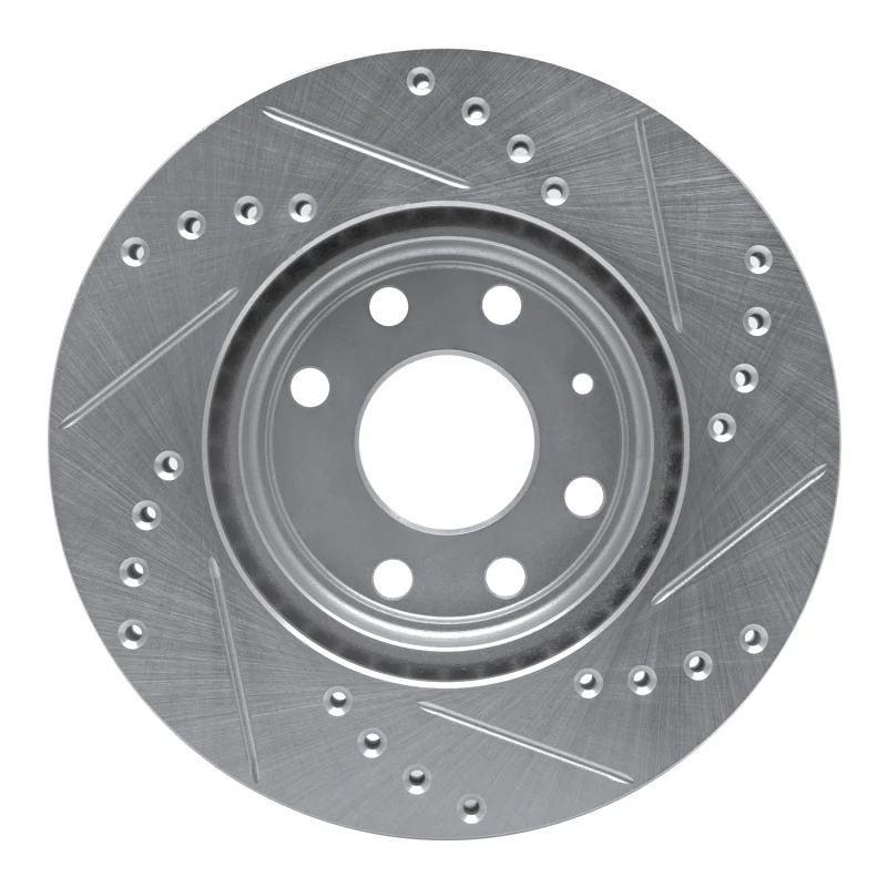R1 00-02 Daewoo Nubira Front Left Drilled & Slotted Silver Brake Rotor - Image 2