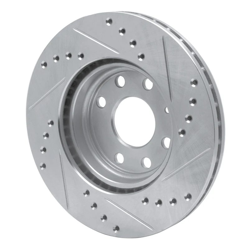 R1 00-02 Daewoo Nubira Front Left Drilled & Slotted Silver Brake Rotor - Image 4