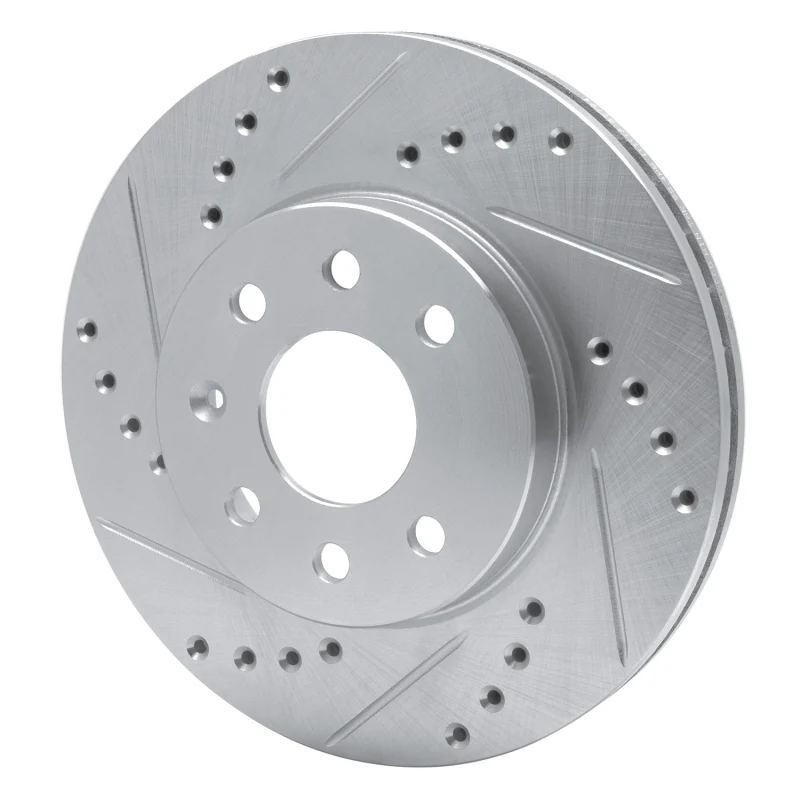 R1 00-02 Daewoo Nubira Front Left Drilled & Slotted Silver Brake Rotor - Image 5