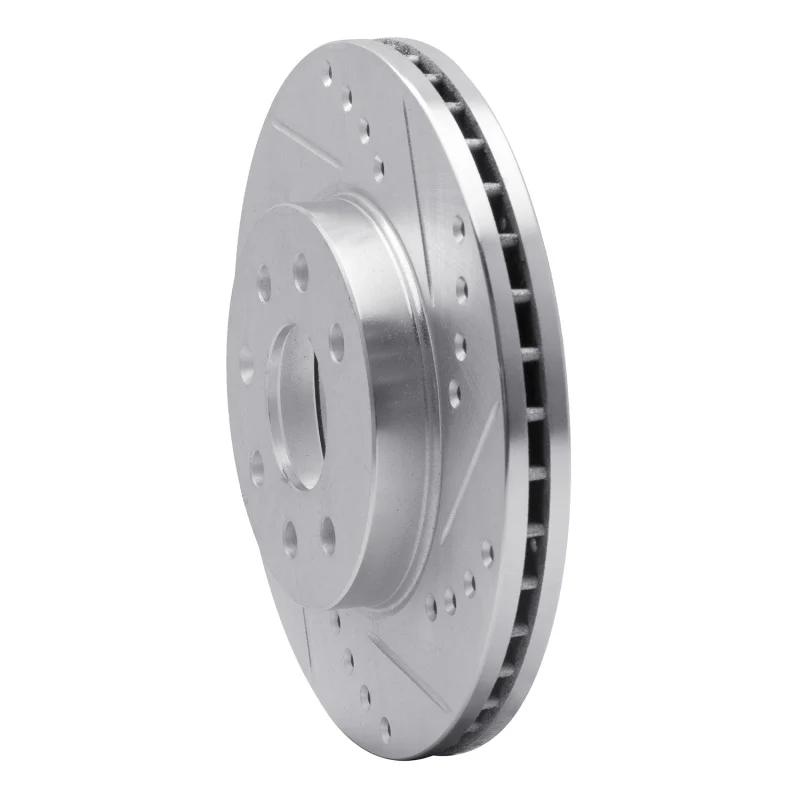 R1 00-02 Daewoo Nubira Front Right Drilled & Slotted Silver Brake Rotor - Image 2