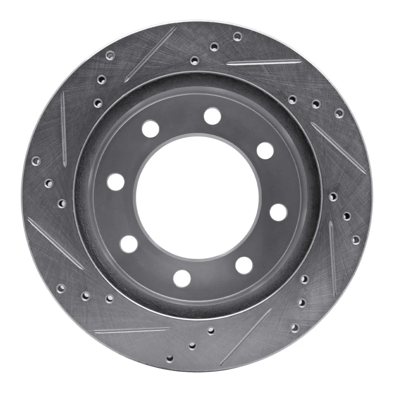 R1 00-02 Dodge Ram 3500 Front Right Drilled & Slotted Silver Brake Rotor - Image 2