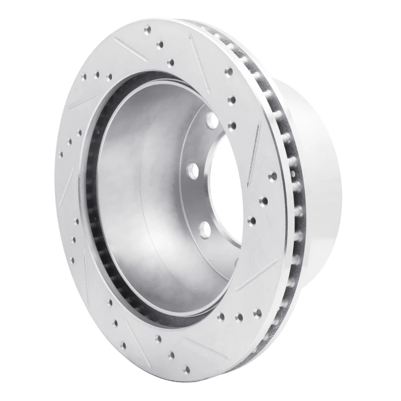 R1 00-02 Dodge Ram 3500 Rear Left Drilled & Slotted Silver Brake Rotor - Image 2