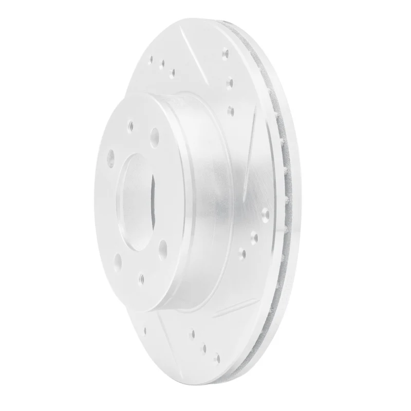 R1 00-02 Hyundai Accent Front Right Drilled & Slotted Silver Brake Rotor - Image 5