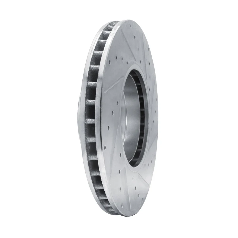 R1 00-03 BMW 530I Front Right Drilled & Slotted Silver Brake Rotor - Image 5