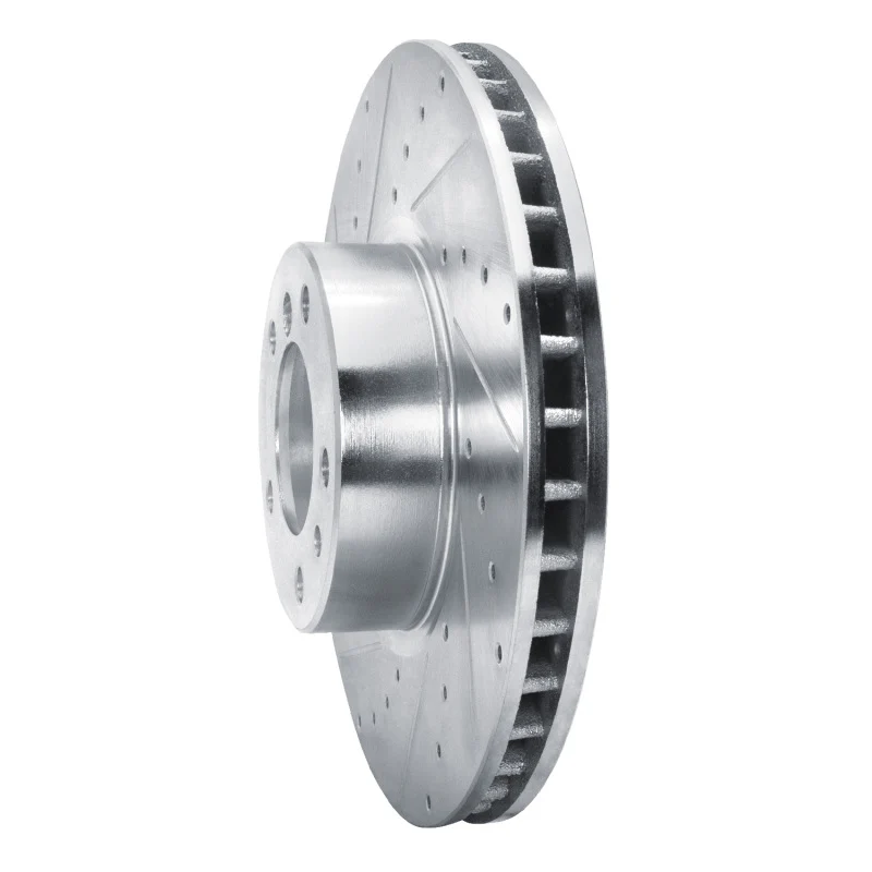 R1 00-03 BMW 540I Front Left Drilled & Slotted Silver Brake Rotor - Image 2
