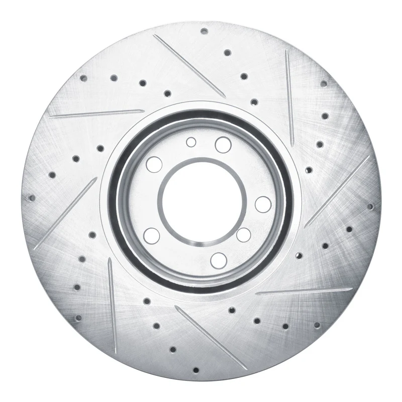 R1 00-03 BMW 540I Front Left Drilled & Slotted Silver Brake Rotor - Image 4