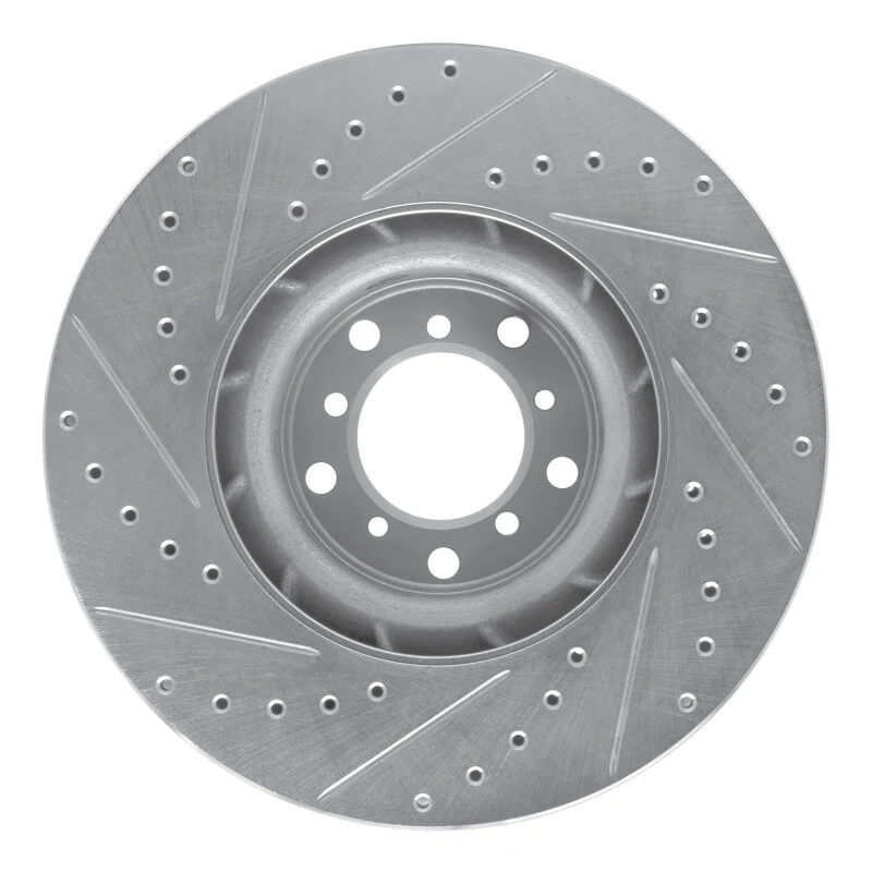 R1 00-03 BMW M5 Left Front Drilled & Slotted Silver Brake Rotor - Image 2