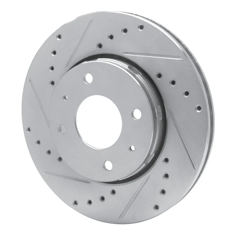 R1 00-04 Volvo S40 Front Left Drilled & Slotted Silver Brake Rotor - Image 2