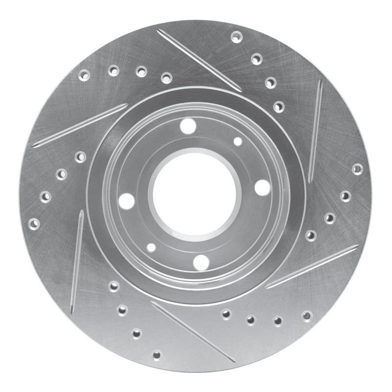 R1 00-04 Volvo S40 Front Left Drilled & Slotted Silver Brake Rotor - Image 3