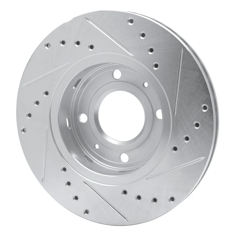 R1 00-04 Volvo S40 Front Left Drilled & Slotted Silver Brake Rotor - Image 4