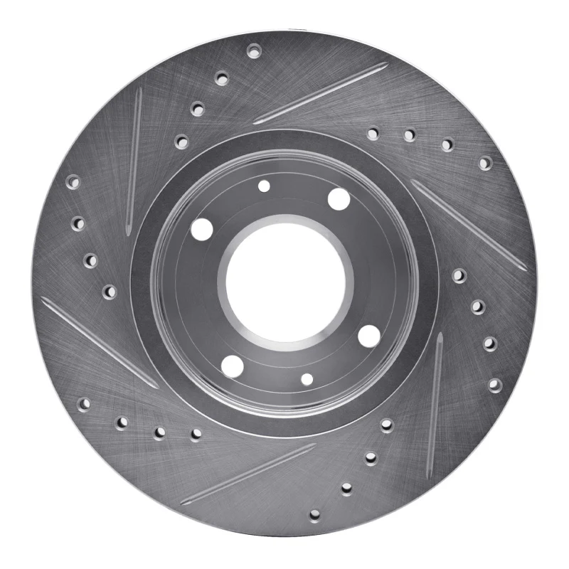 R1 00-04 Volvo V40 Front Right Drilled & Slotted Silver Brake Rotor - Image 2