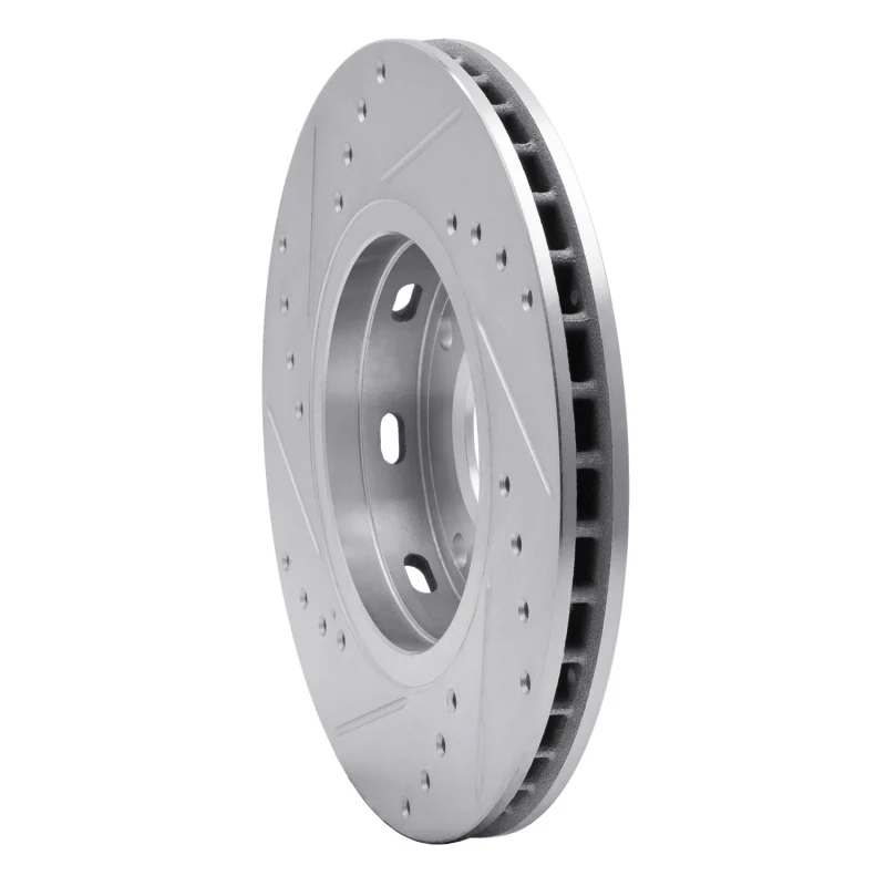 R1 00-04 Volvo V40 Front Right Drilled & Slotted Silver Brake Rotor - Image 5