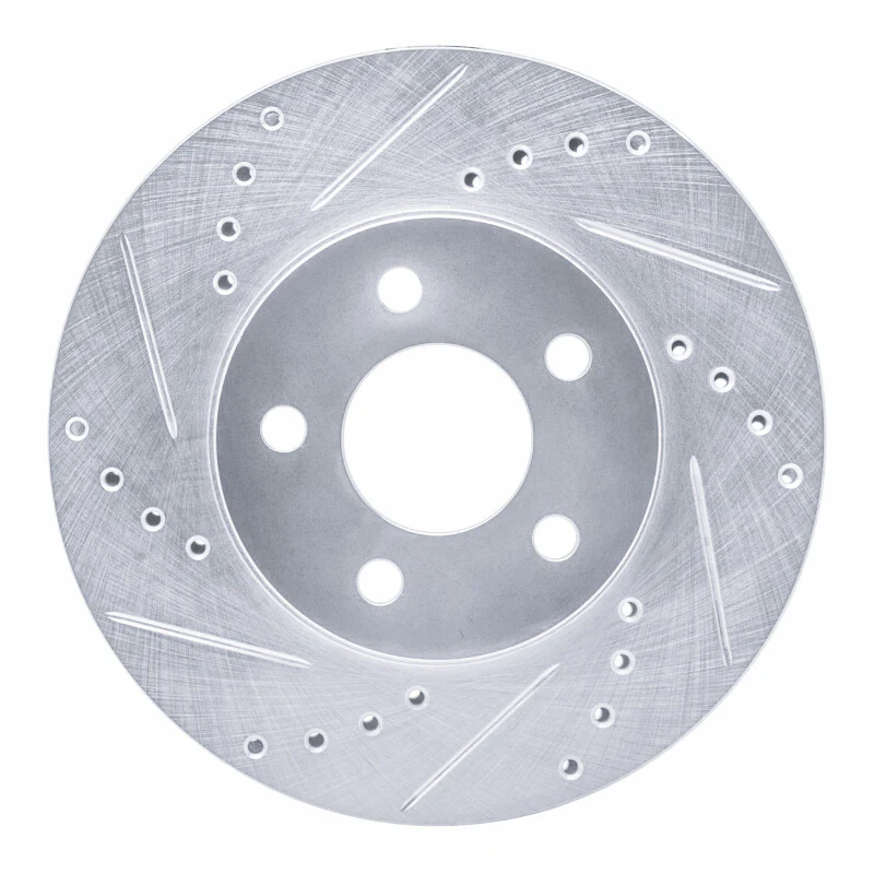 R1 00-05 Chrysler Neon Front Left Drilled & Slotted Silver Brake Rotor