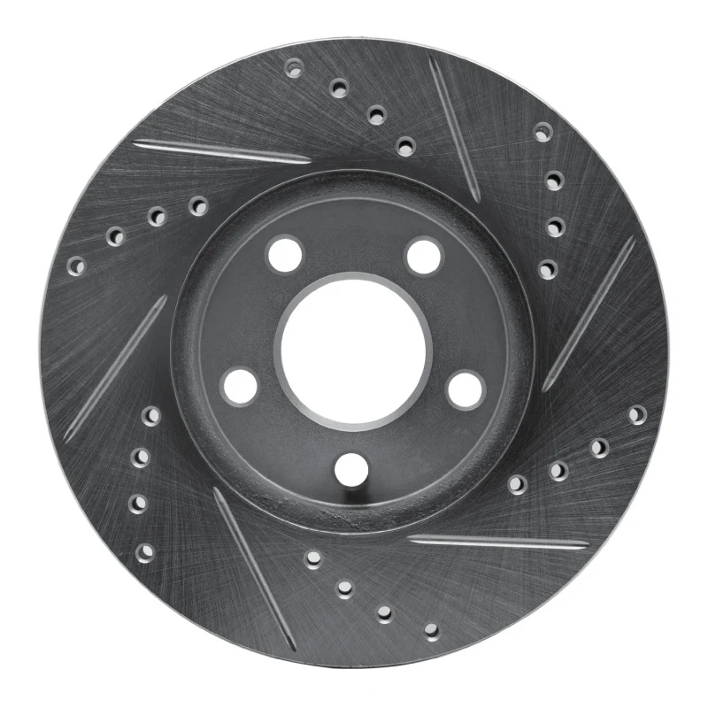 R1 00-05 Chrysler Neon Front Left Drilled & Slotted Silver Brake Rotor - Image 2