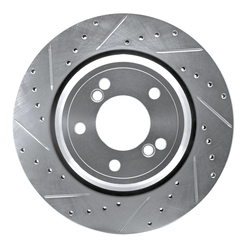 R1 00-06 BMW M5 Rear Left Drilled & Slotted Silver Brake Rotor