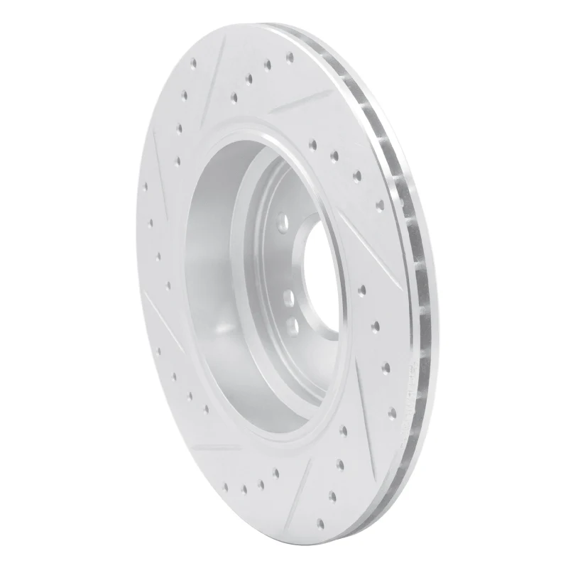 R1 00-06 BMW M5 Rear Right Drilled & Slotted Silver Brake Rotor - Image 2