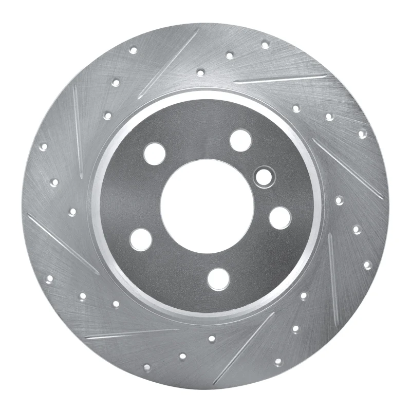R1 00-06 BMW X5 Front Left Drilled & Slotted Silver Brake Rotor
