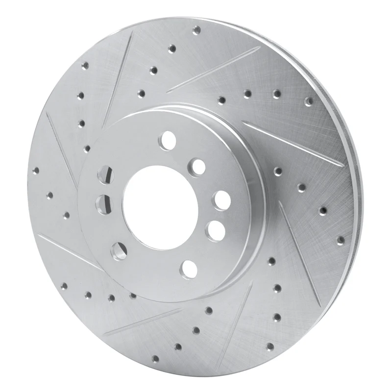 R1 00-06 BMW X5 Front Left Drilled & Slotted Silver Brake Rotor - Image 3