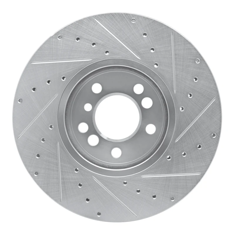 R1 00-06 BMW X5 Front Left Drilled & Slotted Silver Brake Rotor - Image 4