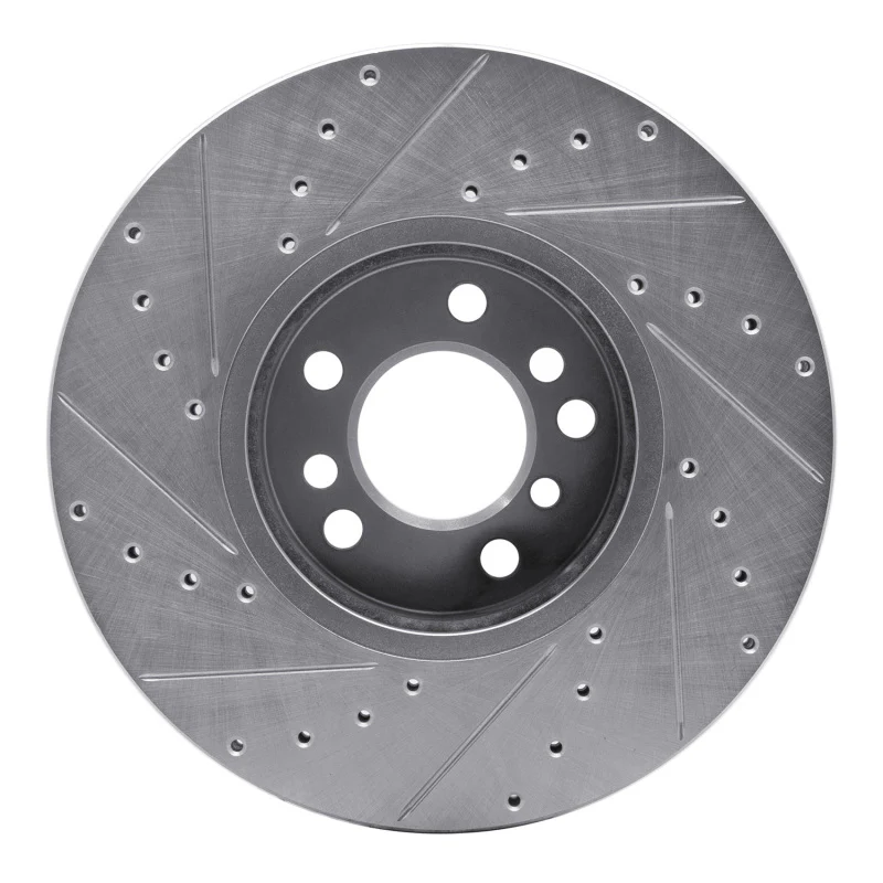 R1 00-06 BMW X5 Front Right Drilled & Slotted Silver Brake Rotor - Image 2