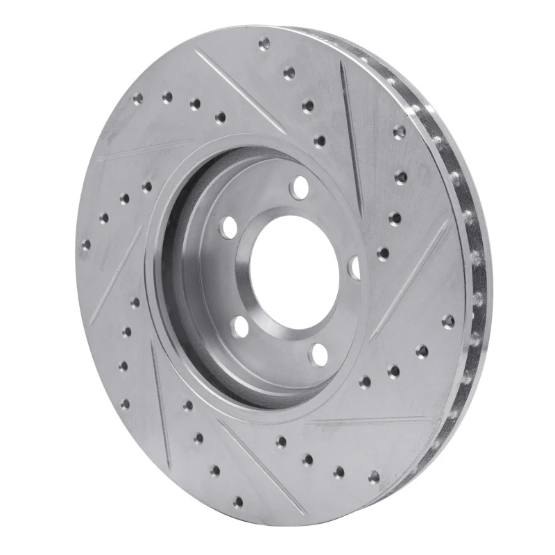 R1 00-06 Ford Thunderbird Front Left Drilled & Slotted Silver Brake Rotor - Image 2