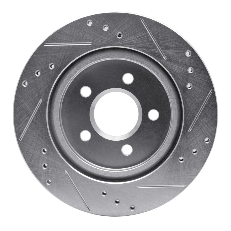 R1 00-06 Ford Thunderbird Rear Left Drilled & Slotted Silver Brake Rotor - Image 3