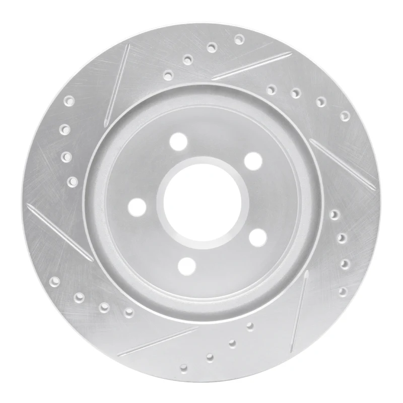 R1 00-06 Ford Thunderbird Rear Right Drilled & Slotted Silver Brake Rotor - Image 3