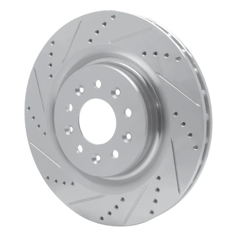 R1 00-06 Jaguar XJR Front Left Drilled & Slotted Silver Brake Rotor - Image 2