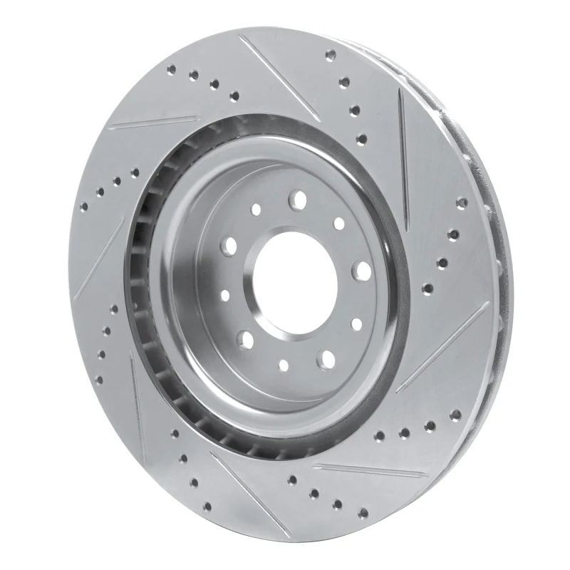 R1 00-06 Jaguar XJR Front Left Drilled & Slotted Silver Brake Rotor - Image 4