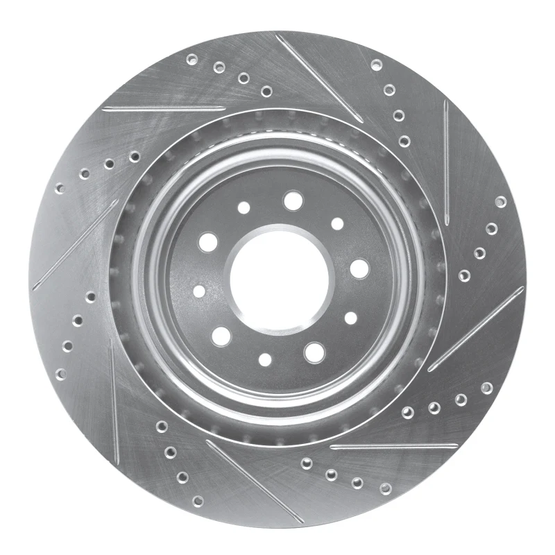 R1 00-06 Jaguar XJR Front Left Drilled & Slotted Silver Brake Rotor - Image 5
