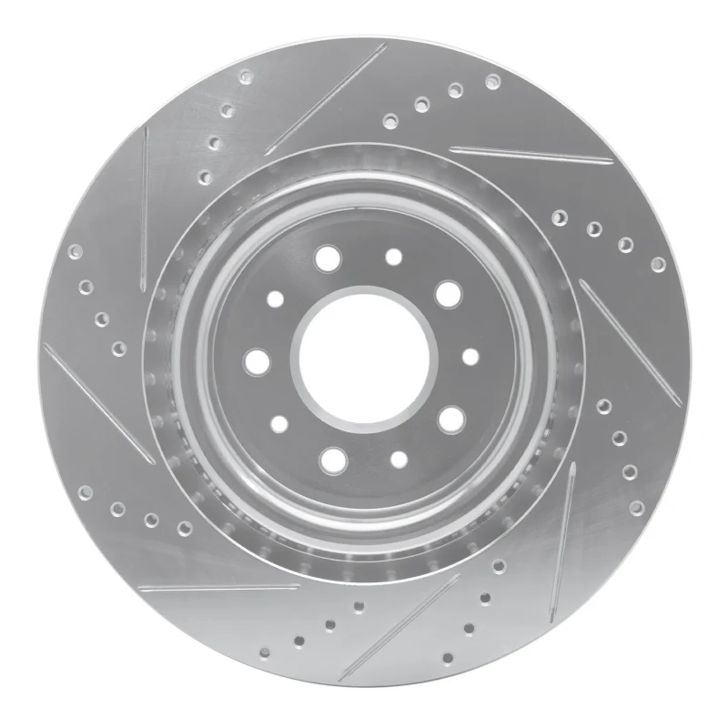 R1 00-06 Jaguar XJR Front Right Drilled & Slotted Silver Brake Rotor - Image 2