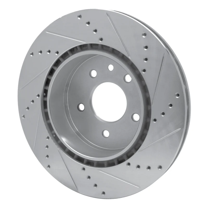 R1 00-06 Jaguar XKR Rear Left Drilled & Slotted Silver Brake Rotor - Image 4