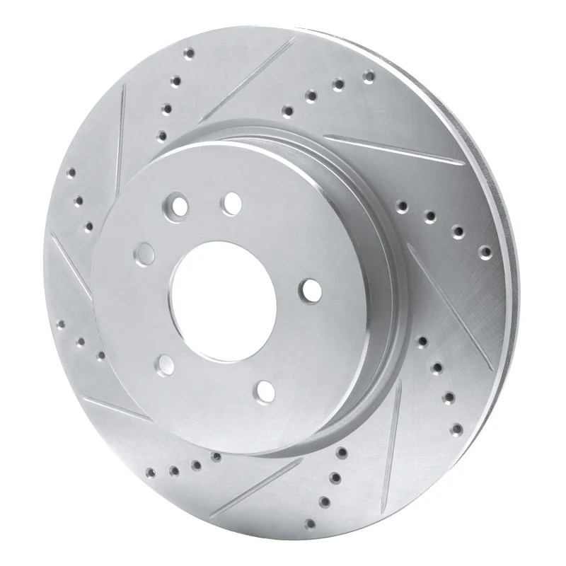 R1 00-06 Jaguar XKR Rear Left Drilled & Slotted Silver Brake Rotor - Image 5