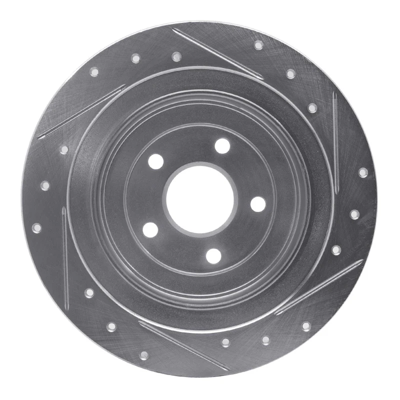 R1 00-06 Subaru Outback Rear Left Drilled & Slotted Silver Brake Rotor - Image 5