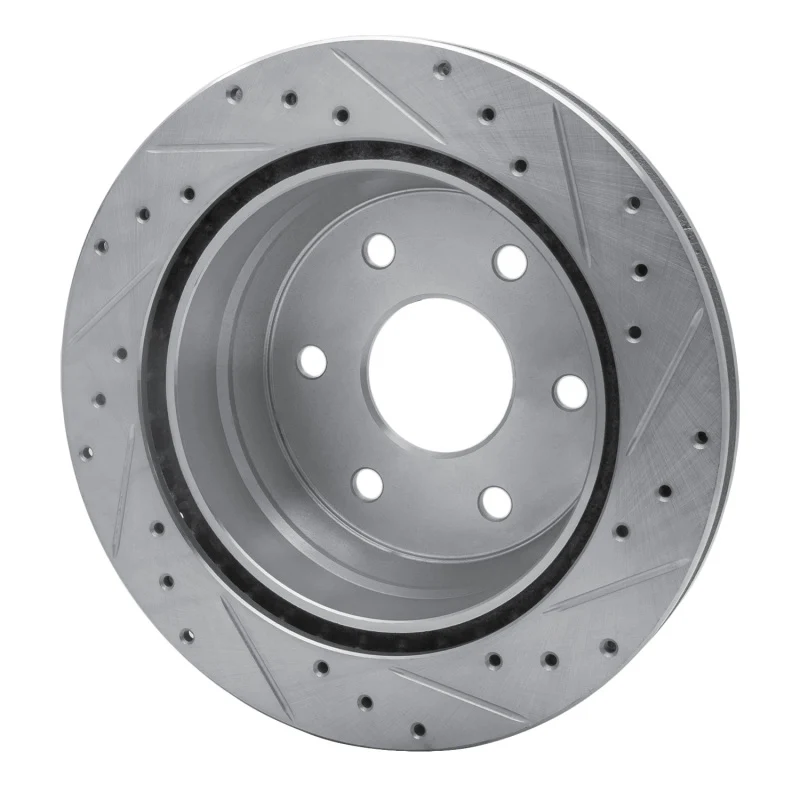 R1 00-14 Cadillac Escalade Rear Left Drilled & Slotted Silver Brake Rotor - Image 3