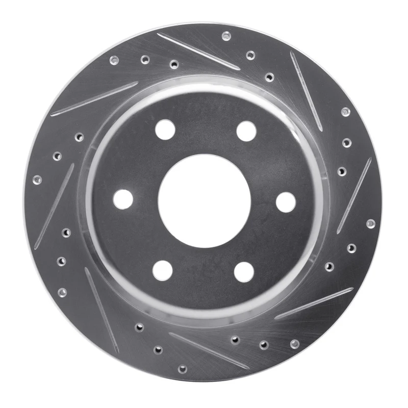 R1 00-14 Cadillac Escalade Rear Right Drilled & Slotted Silver Brake Rotor