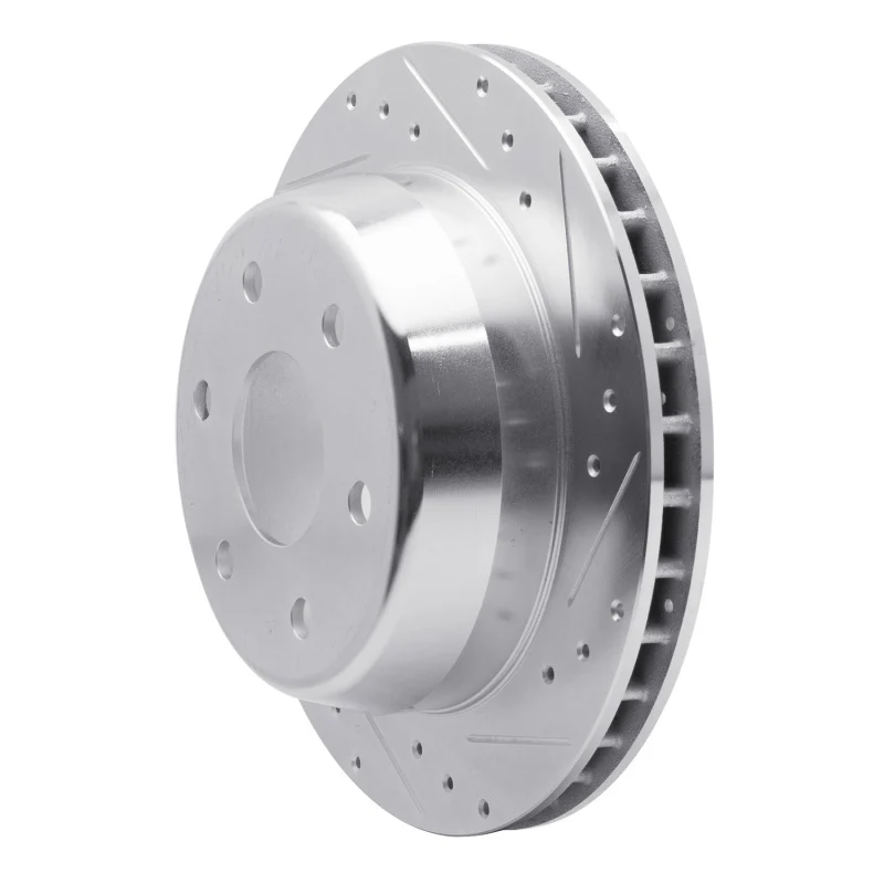 R1 00-14 Cadillac Escalade Rear Right Drilled & Slotted Silver Brake Rotor - Image 5