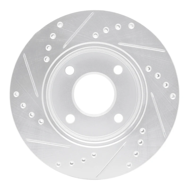 R1 00-15 Ford Ecosport (Mexico) Front Right Drilled & Slotted Silver Brake Rotor - Image 4