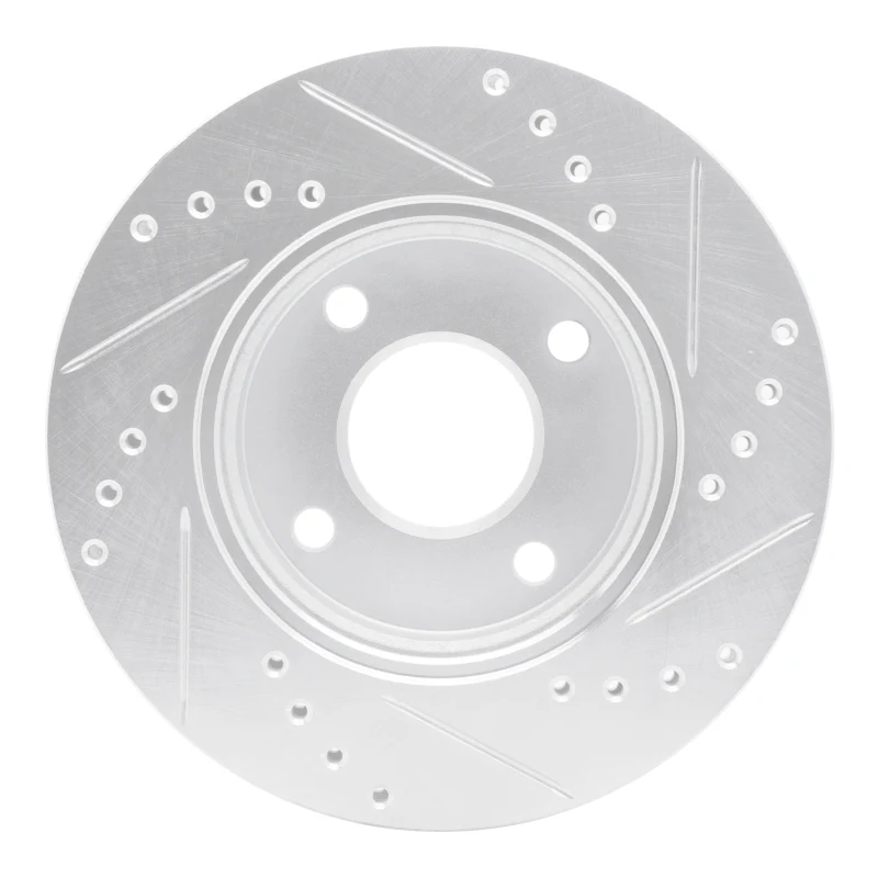 R1 00-15 Ford Ikon (Mexico / Made In Brazil) Front Left Drilled & Slotted Silver Brake Rotor - Image 2