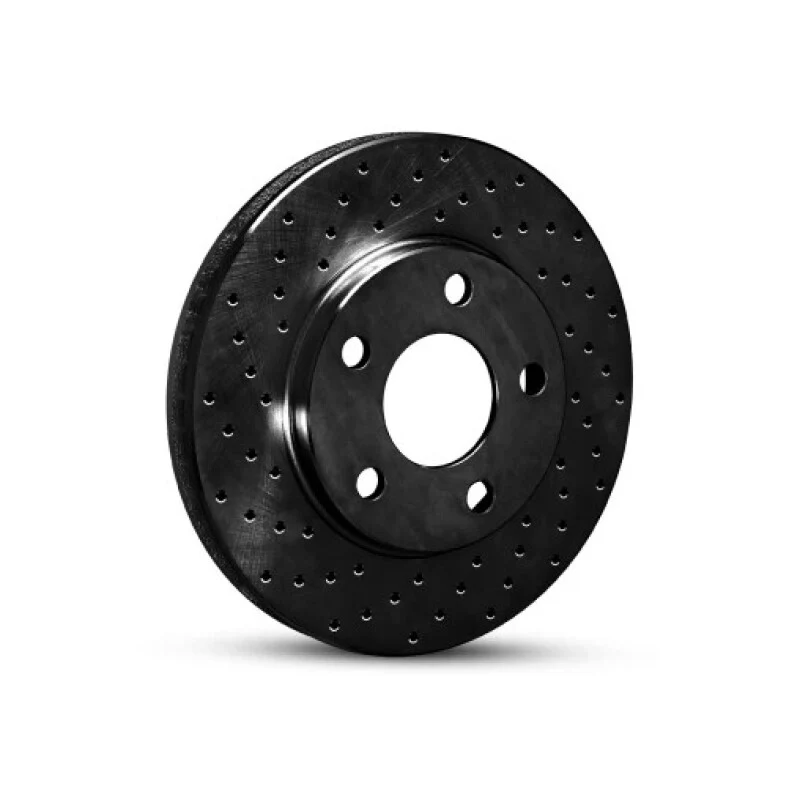 R1 01-01 Cadillac Catera Rear Left Drilled Black Brake Rotor